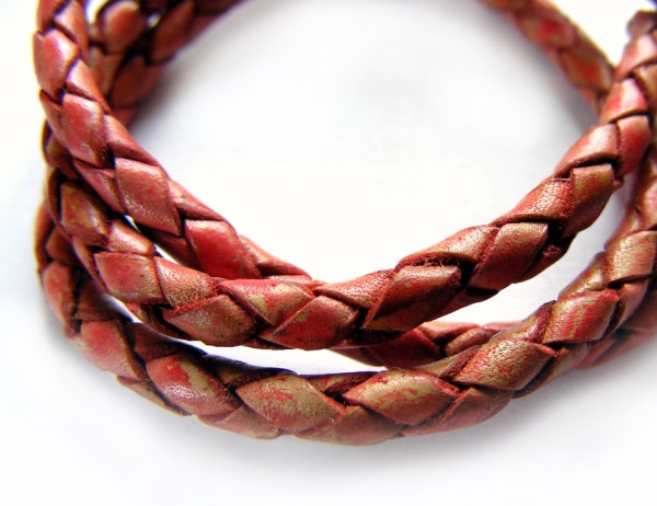 Lederband, 10 cm, 4 mm, rot