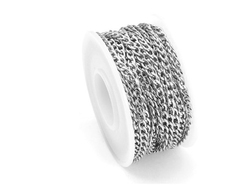 Gliederkette 3x5 mm, 10 cm, Edelstahl-silber