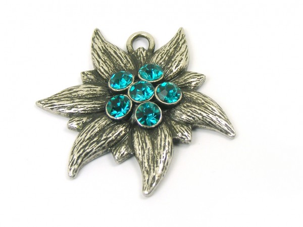 Edelweiß mit Swarovski®, 35 mm, petrol