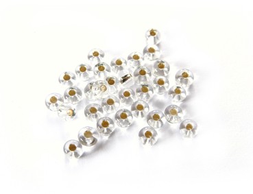 Roccailles, 4 mm, transparent mit Silbereinzug