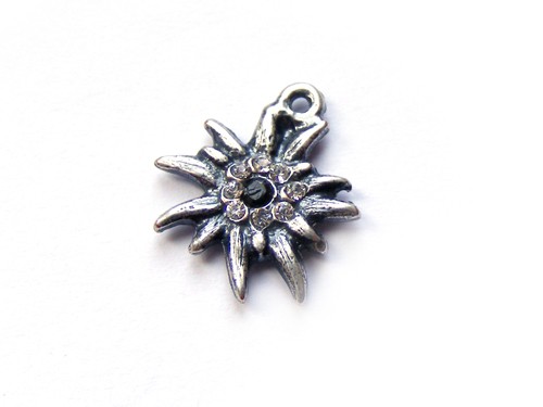 Edelweiß mit Swarovski®i, 12 mm, schwarz