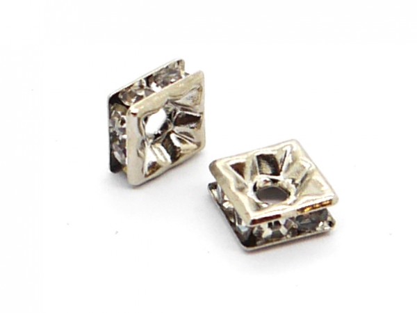 Strass Rondell, viereckig, 6 mm, grau