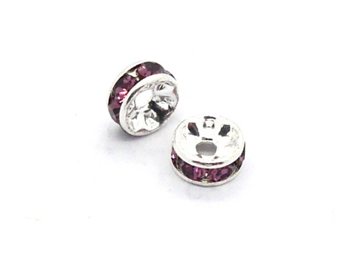 Strass Rondell, 5 mm, silber/lila