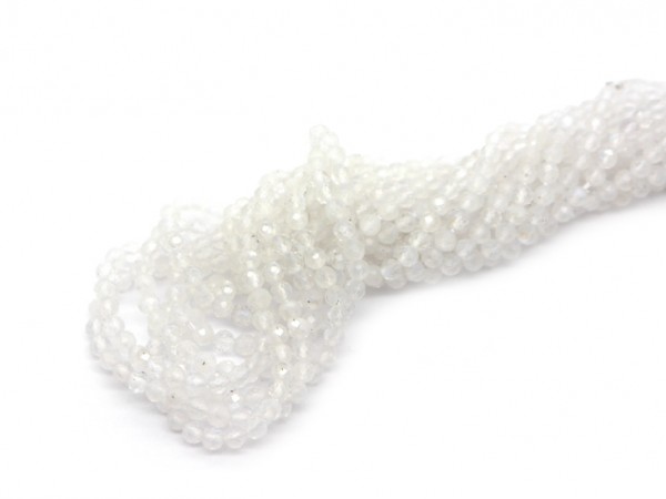 1 Strang Mondstein, 3 mm, weiß/irisierend