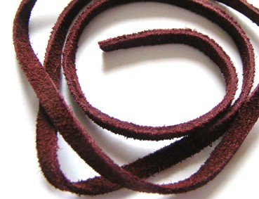 Velourleder, 4 mm, flach, bordeaux