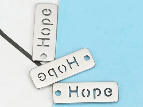 Anhänger/Charm "HOPE", 17 mm, Edelstahl