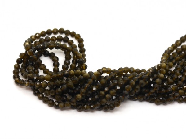 1 Strang Goldobsidian, 3 mm, schwarz/grün