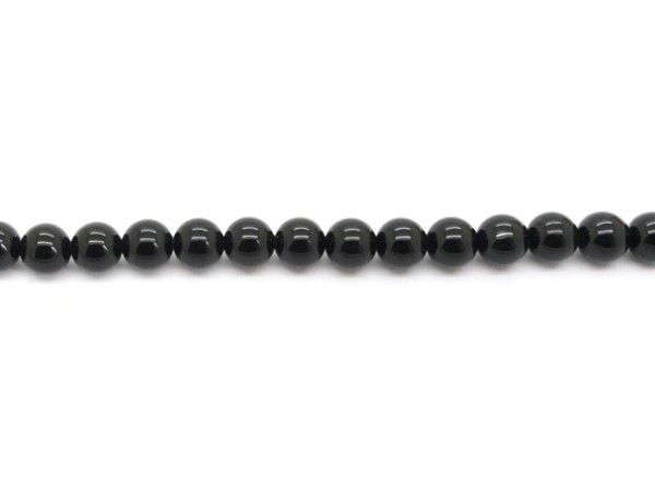 1 Strang Onyx Kugel, 8 mm, schwarz, glanz