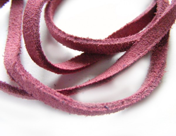 Velourleder, 4 mm, flach, rosa