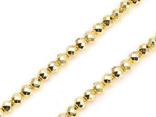 1 Strang Hämatit, 6 mm, vergoldet