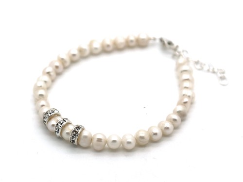 Armband Süßwasserperlen 18 cm, creme