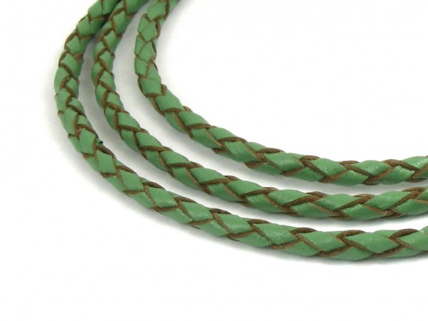 Lederband, 1 m, 3 mm, grün-braun