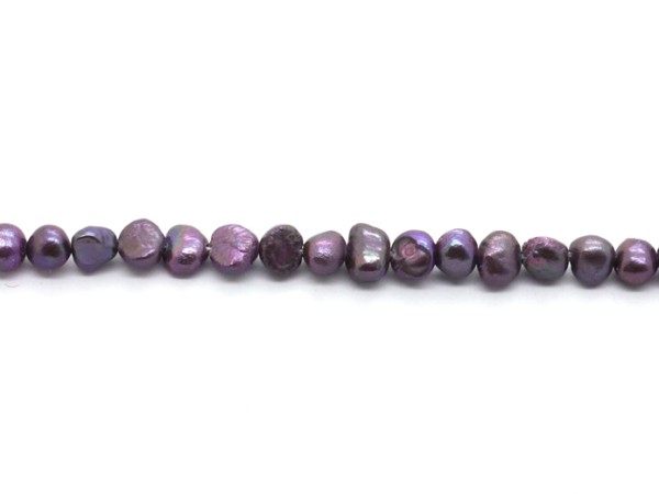 1 Strang Süßwasserperlen, 6x4 mm, violett