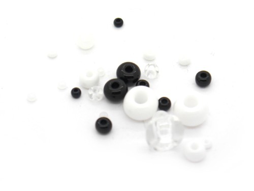 Perlen-Set, Glas, schwarz/weiß