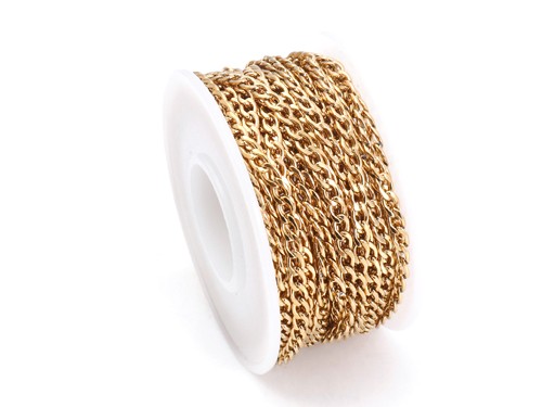 Gliederkette 3x5 mm, 10 cm, Edelstahl-gold