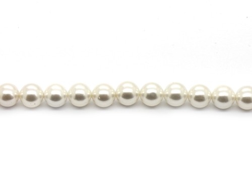 1 Strang Muschelkernperlen, 8 mm, perlweiß
