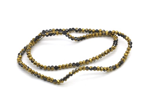 1 Strang Glasschliffperlen, 3 mm, gold-anthrazit