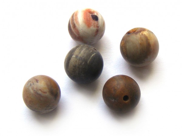 Versteinertes Holz, Kugel, 12 mm, braun, matt