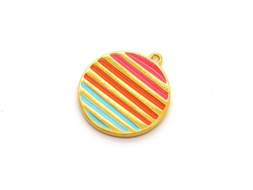 Anhänger Medaillon, 22 mm, gold/bunt