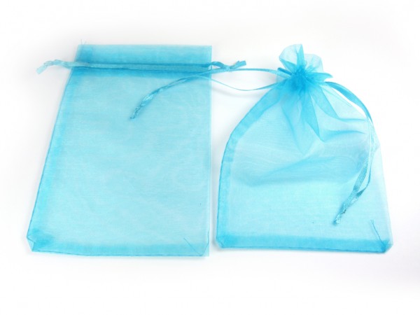 10 Schmuckbeutel Organza, türkis/petrol