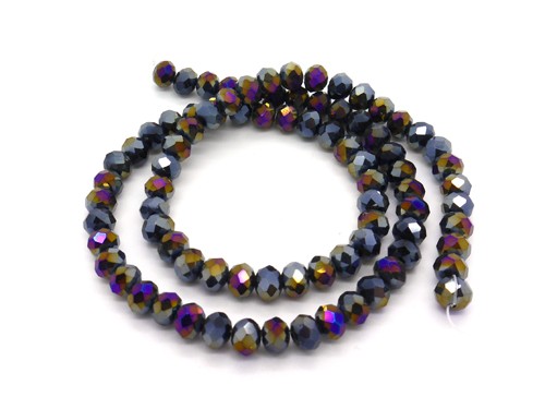 1 Strang Glasschliffperlen, 6 mm, lila-irisierend