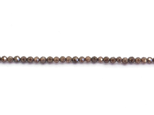 1 Strang facettierte Zirkonia, 3 mm, rund, Taupe