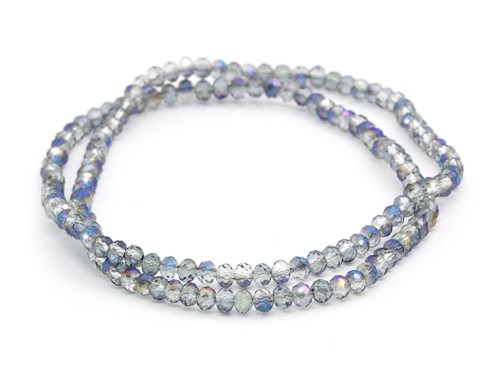 1 Strang Glasschliffperlen, 4 mm, blau-irisierend