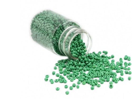 1 Dose Glas-Roccailles 30g, 2 mm, grün