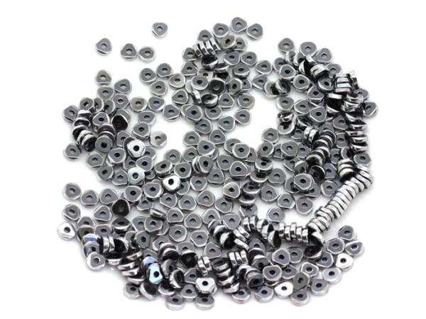 1 Strang Hämatit-Scheiben, gewellt, 6 mm, silber