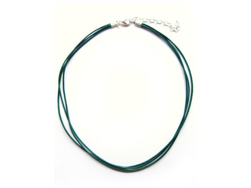 Lederkette dreireihig, 42 cm, dunkelgrün