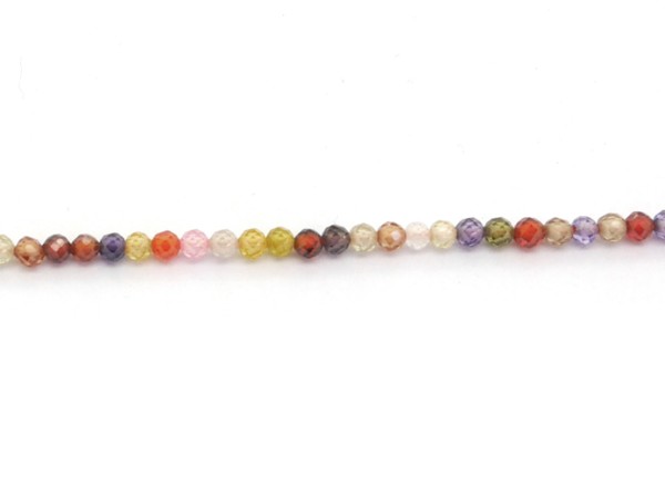 1 Strang facettierte Zirkonia, 3 mm, rund, Bunt-Mix