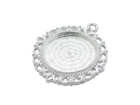 Anhänger, Cabochon, 43 mm, versilbert Anhänger, Cabochon, 43 mm, versilbert
