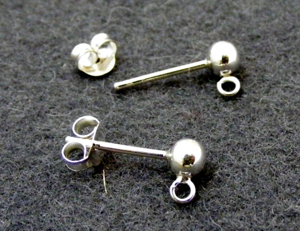 Ohrstecker, 4 mm Kugel, 925 Silber, 1 Paar