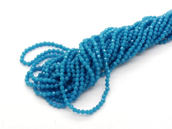 1 Strang Jade, 3 mm, cyanblau