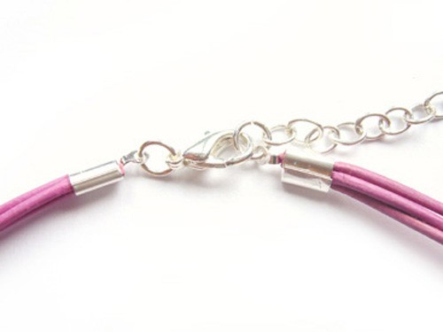 Lederkette dreireihig, 35 cm, rosa