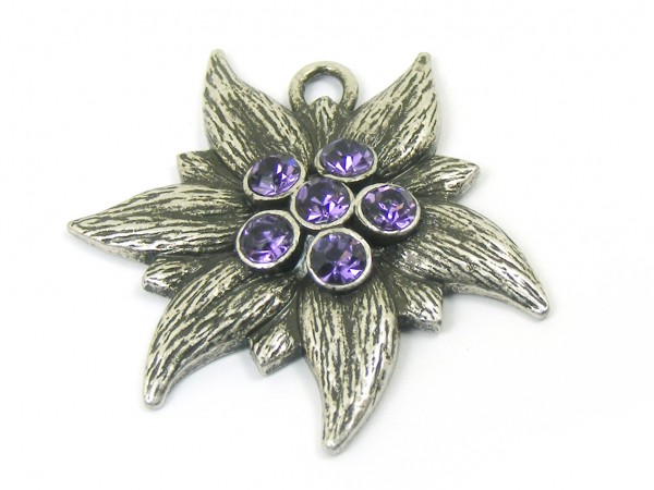 Edelweiß mit Swarovski®, 35 mm, lila/violett