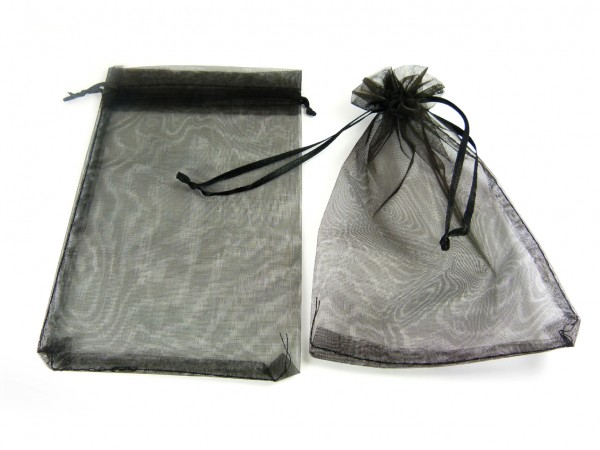 10 Schmuckbeutel Organza, schwarz