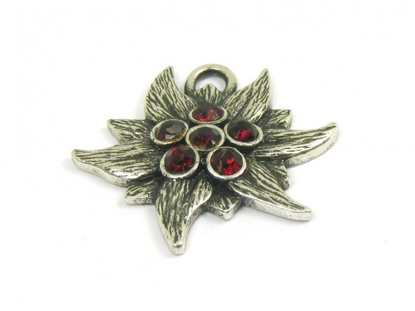 Edelweiß mit Swarovski®, 24 mm, dunkelrot