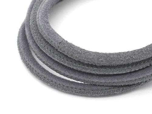 Lederband, Velour, 10 cm, 5 mm, grau