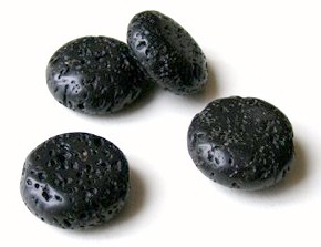 1 Strang Lava, abgerundete Scheibe, 20 mm, schwarz