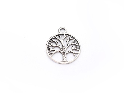 Anhänger Lebensbaum, 24 mm, antik versilbert