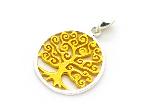 Anhänger Lebensbaum, 19 mm, 925 Silber, vergoldet