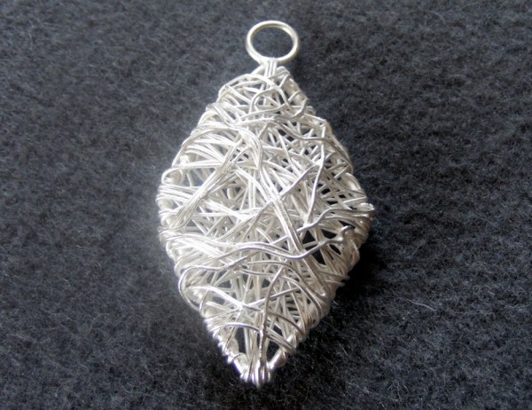 Wickelperle Raute, 56mm, versilbert