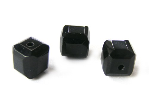1 Strang Kristallglas Würfel, 8 mm, schwarz