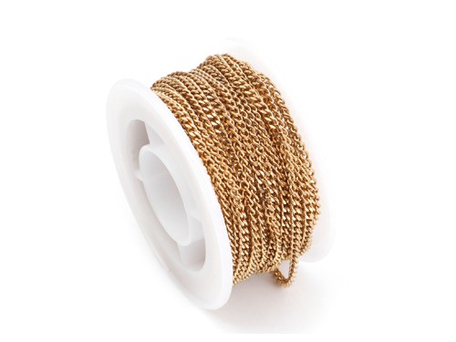 Gliederkette 2x3 mm, 10 cm, Edelstahl-gold