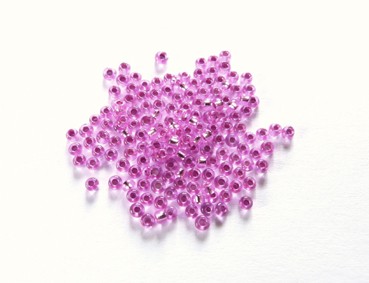Roccailles, 2 mm, pink mit Silbereinzug