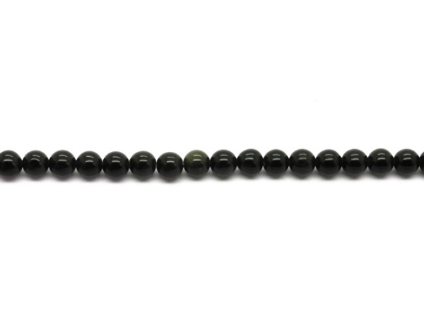 1 Strang Obsidian, Kugel, 6,5 mm, schwarz