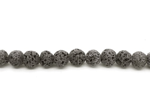 1 Strang Lava, Kugel, 6 mm, grau