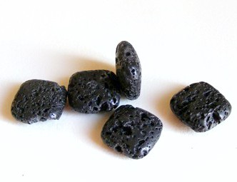 1 Strang Lava, Quadrat, 12 mm, schwarz