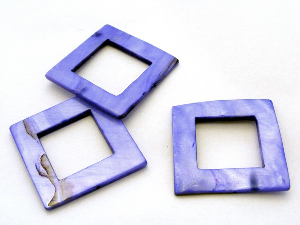 Quadrat aus Perlmutt, 35 mm, blau